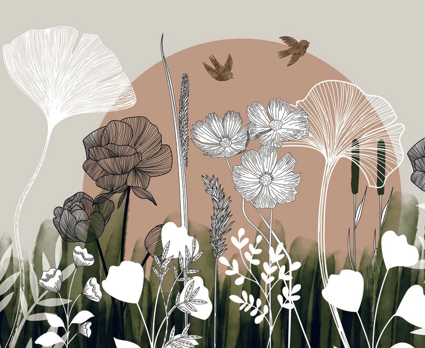 Papier peint Illustration Florale - H270 x L330 - Matière Softouch