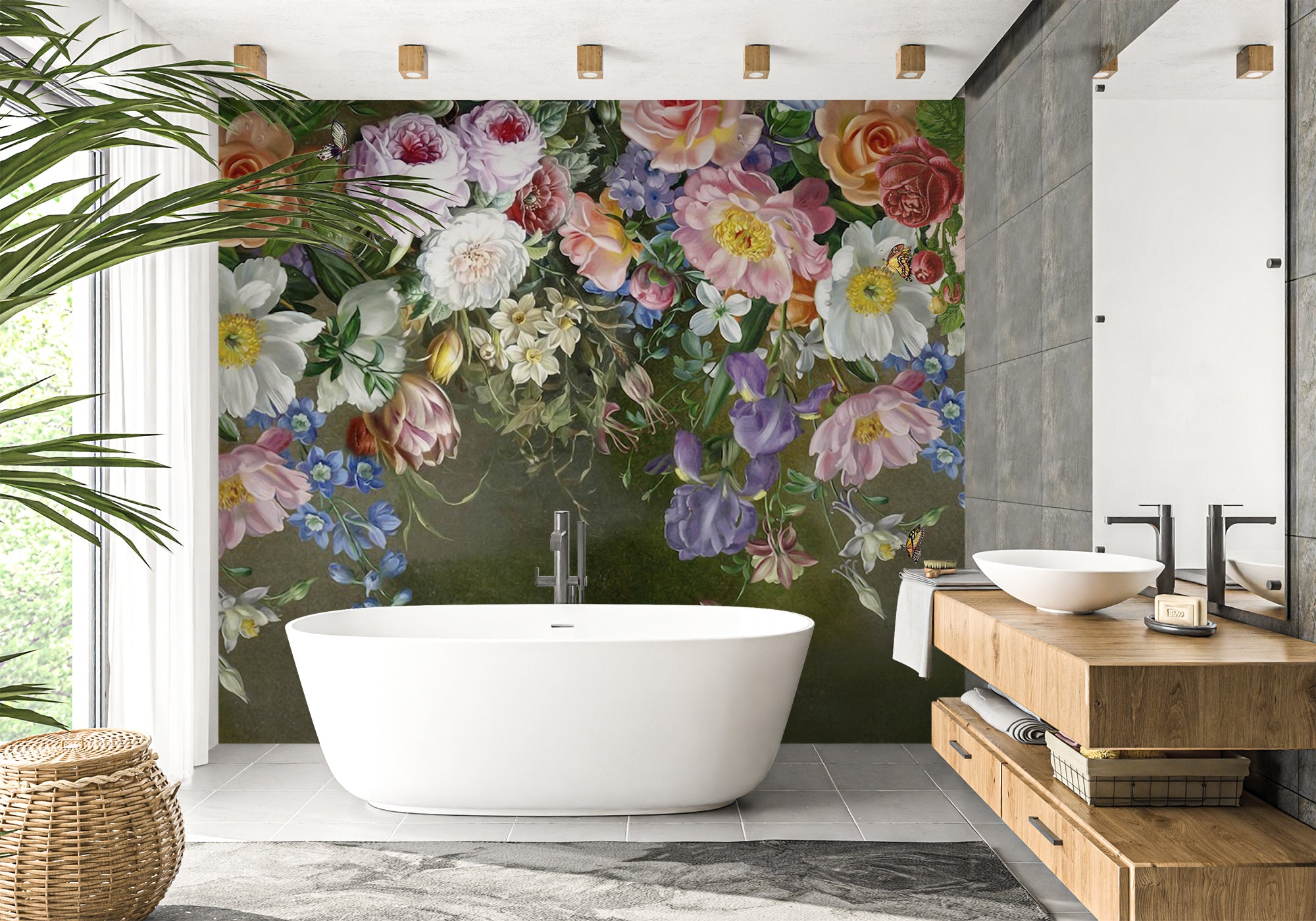 Papier peint salle de bain Romantique Voyage Vintage, XXL, tendance