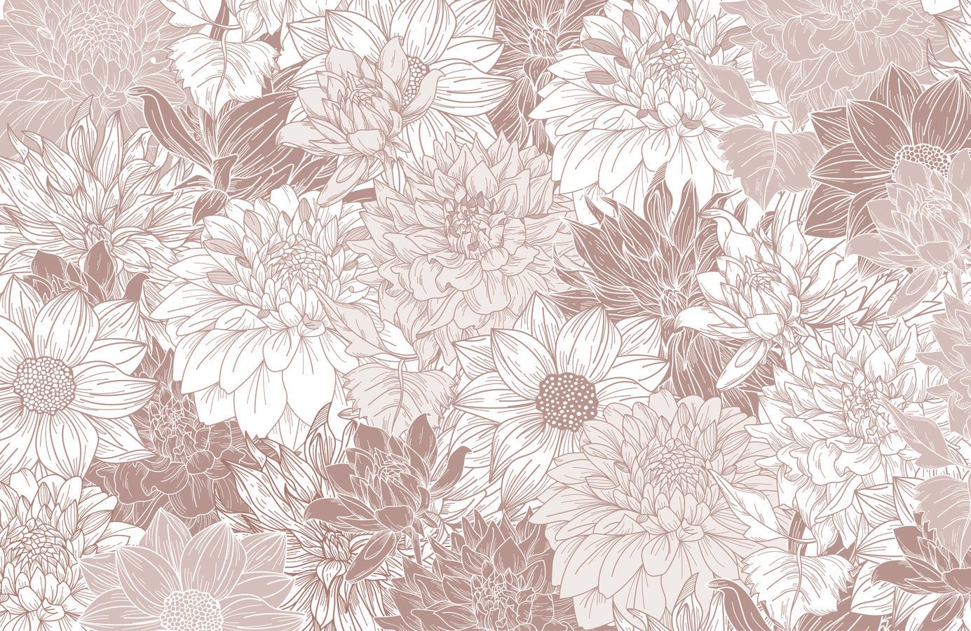 Papier peint salle de bain fleur Dahlia, mural concept, tendance