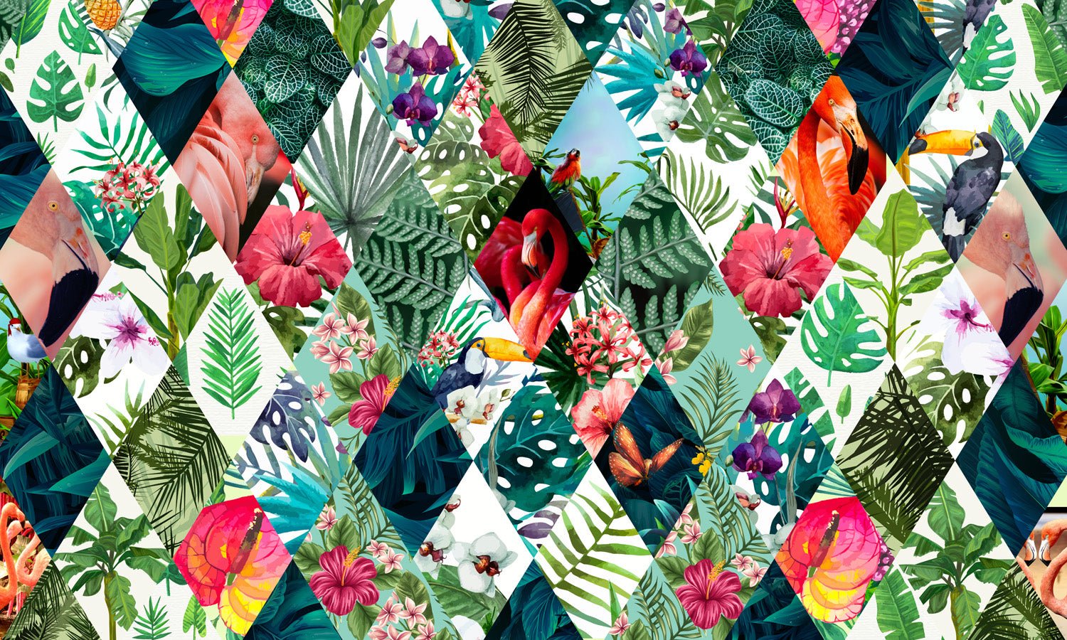 Papier peint salle de bain jungle mosaïque, mural concept, tendance