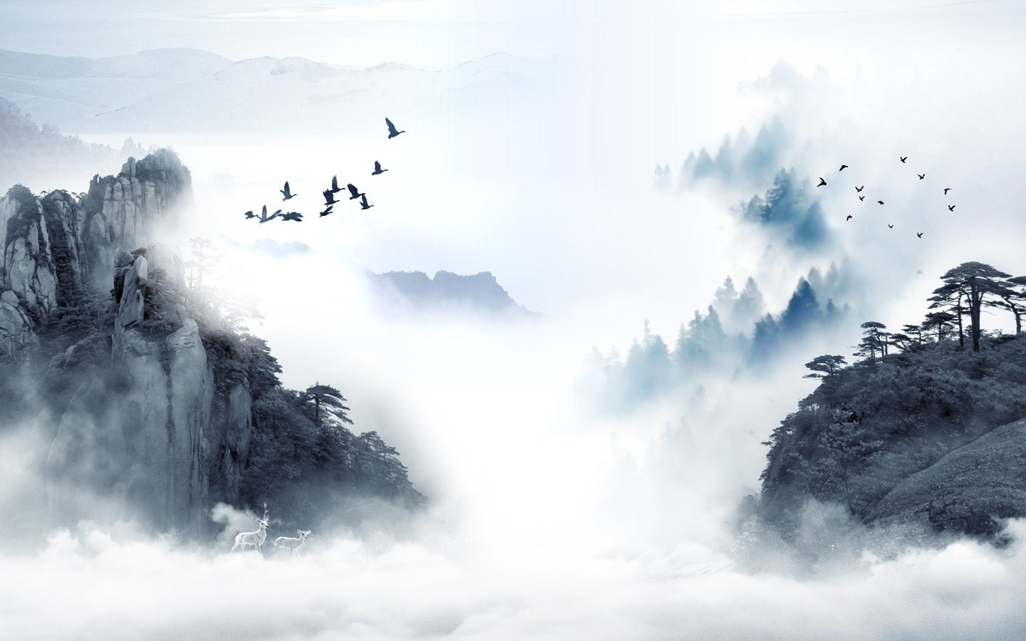 Papier peint wc Lever de jour en Chine, mural concept, tendance