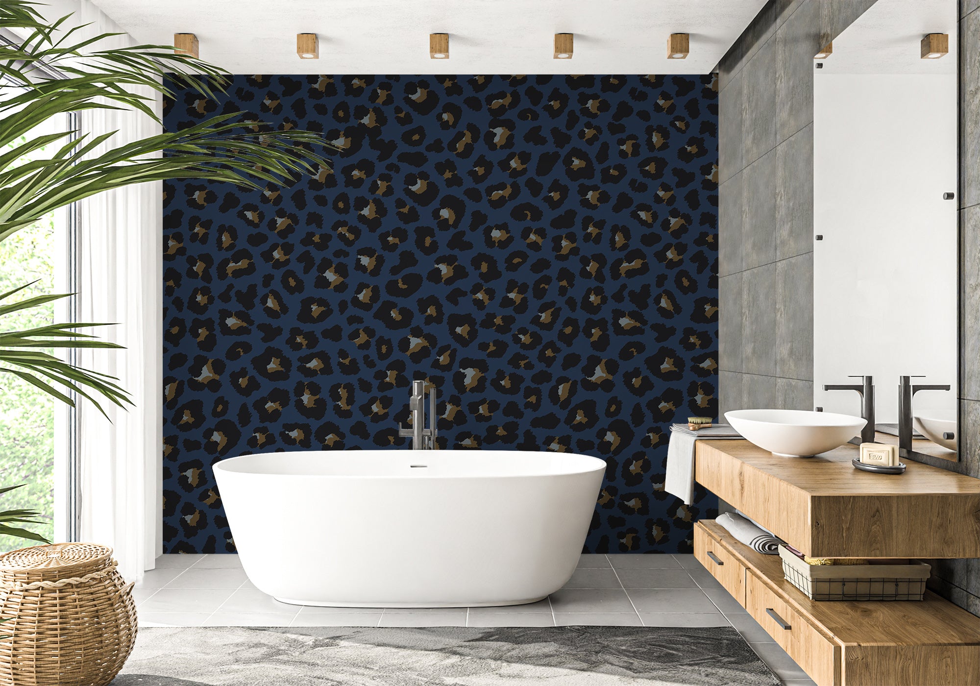 Papier peint salle de bain design léopard, XXL, tendance