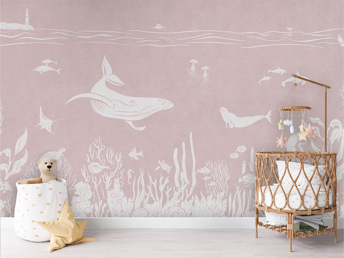 Papier peint balade aquatique rose