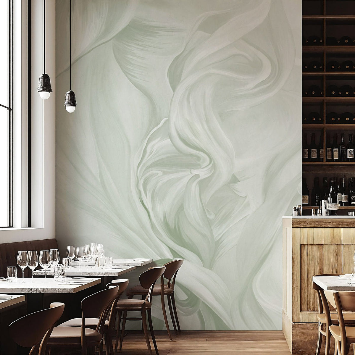 Papier peint contemporain – sublime flow vert sauge
