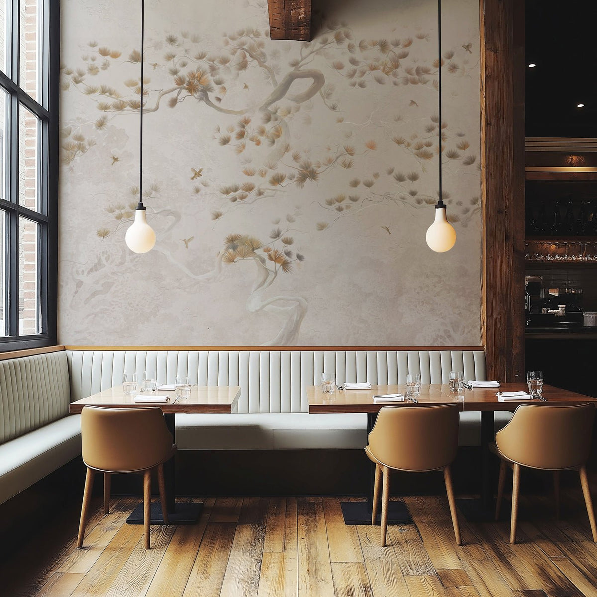 Papier peint japonisant - Brume de pins