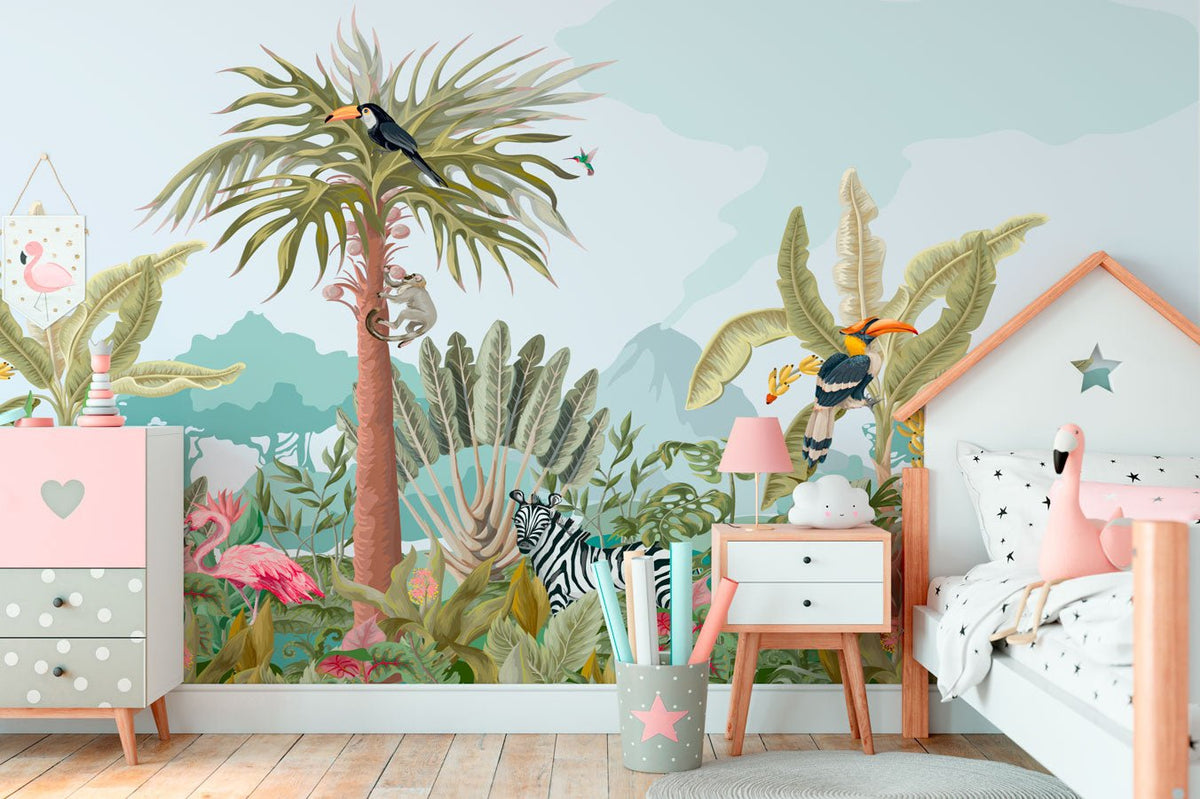Papier peint panoramique jungle enfant
