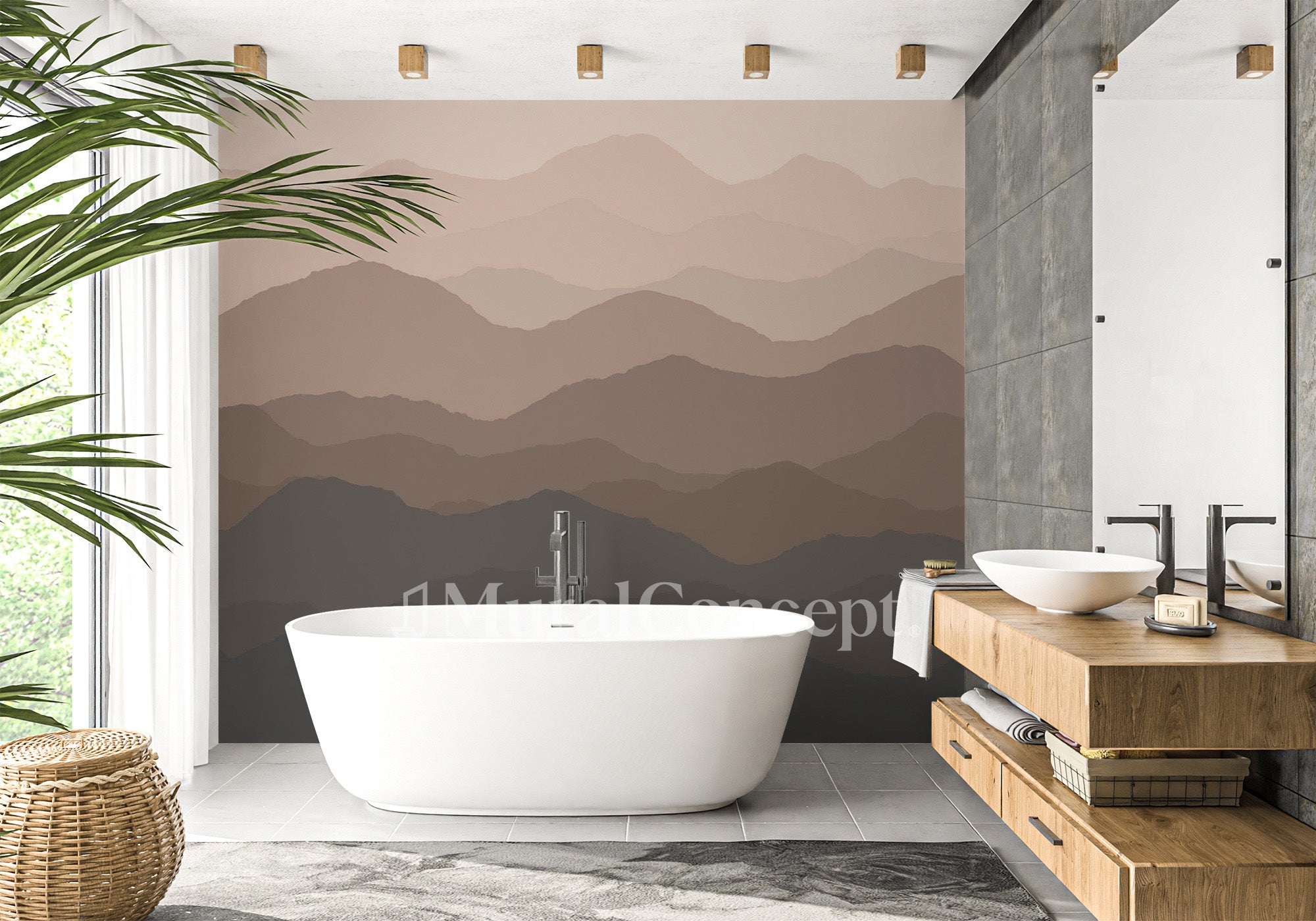 Papier peint salle de bain dunes terracotta - panoramique français